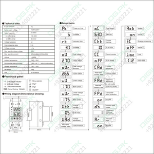 63a 230v Adjustable Over Under Voltage Protector Ampere