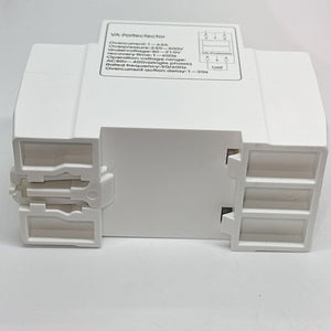 63A 230V Adjustable Over Under Voltage Protector Voltage Ampere Relay Protection Breaker With Over Current Protector | Digilog.pk - a white, rectangular modular device showing its top-mounted wiring diagram and connection terminals.