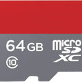 64GB Class 10 Ultra Micro SD Memory Card - shown as a rectangular grey and red card with 64GB, MicroSDXC I, and a class 10 symbol printed on the front.