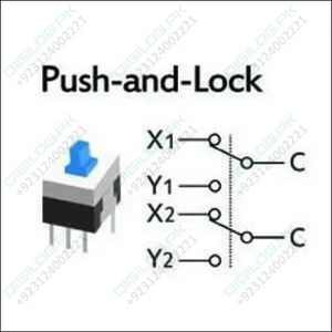 6 Pin Push Lock Button 7x7 Pcb Mount Dpdt Switch