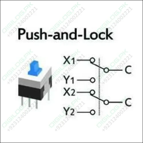 6 Pin Push Lock Button 7x7 Pcb Mount Dpdt Switch