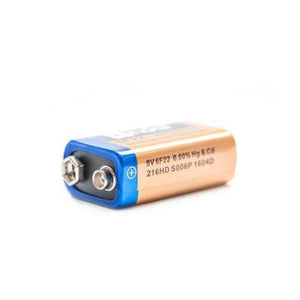 6F22 9V Battery Heavy Duty Battery | Best Price - a rectangular copper-coloured battery with a blue top, showing the positive and negative terminals on the front face.