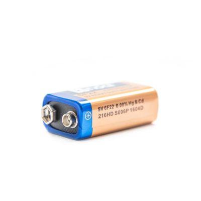 6F22 9V Battery Heavy Duty Battery | Best Price - a rectangular copper-coloured battery with a blue top, showing the positive and negative terminals on the front face.
