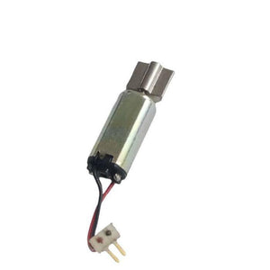 6mm x 12mm Mini Coreless Vibration Motor - a silver cylindrical motor with a metal weight, attached to red and black wires with a white two-pin connector.