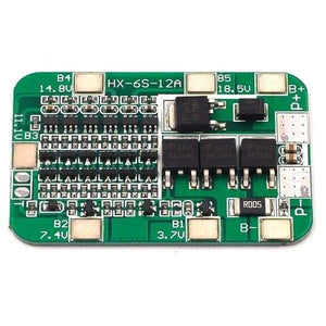 6s BMS 22.2V 12A Lithium Battery 6 Cells 18650 Charging Charger Protection Board Module - a rectangular green circuit board with multiple soldering pads labeled B1 through B5, B-, and P.