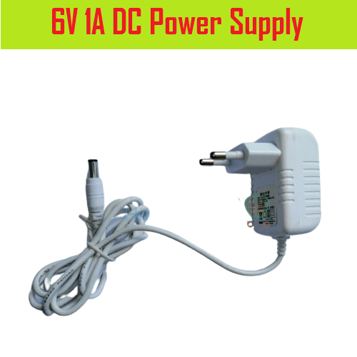 6V 1A DC Power Supply Adapter Charger - a white wall-plug power adapter with a two-pin European-style plug and a white cable with a DC barrel jack.
