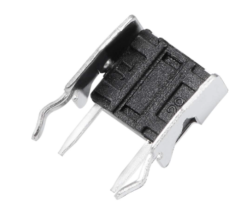 6x6x1.6mm Right Angle PCB Mini Momentary Tactile Push Button Switch - a small black square tactile switch with three metal pins and two mounting brackets.