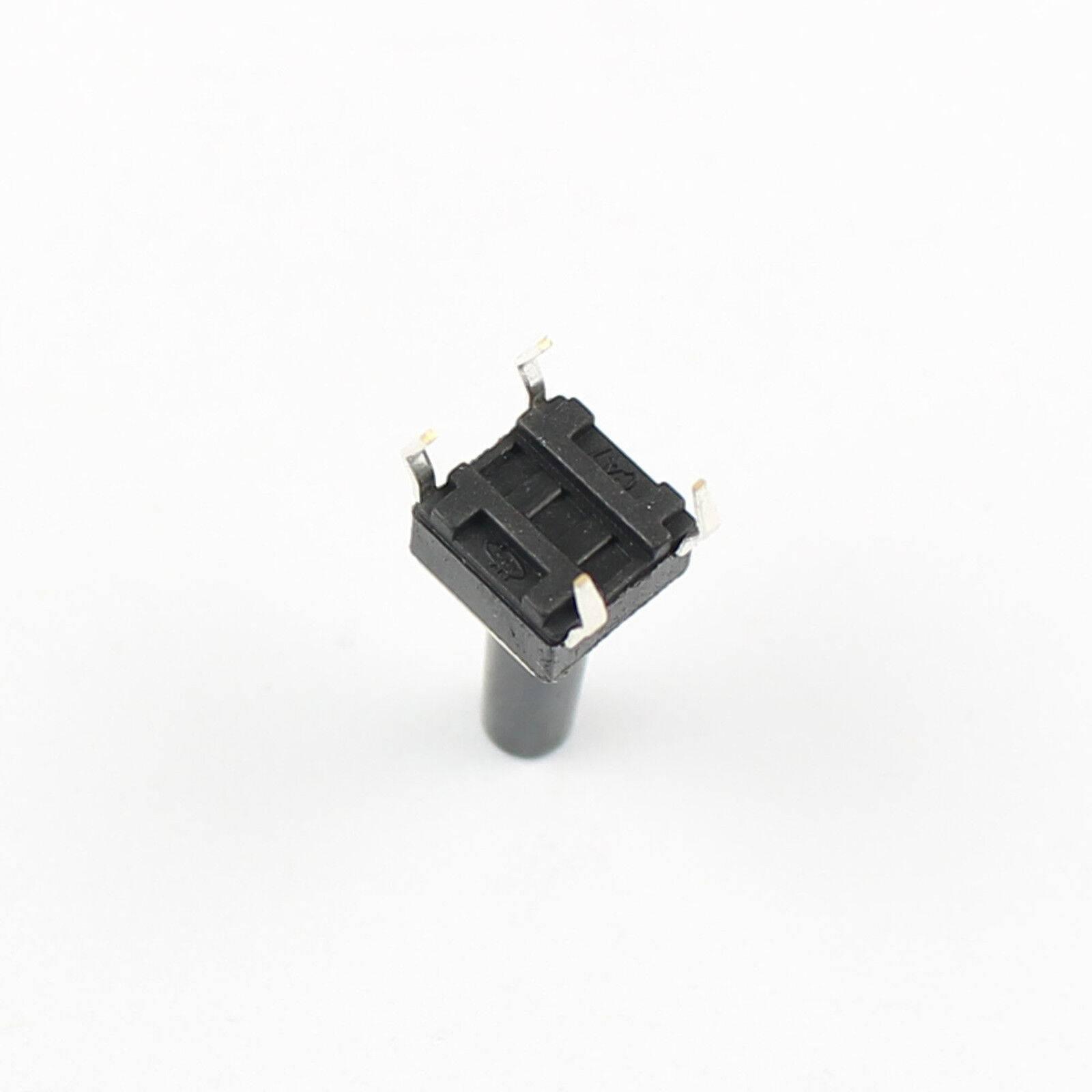 6x6x14mm Momentary Tactile Tact Push Button Switch 4 Pin DIP High 14mm - a black square tactile switch with four metal pins and a tall cylindrical actuator button.