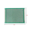 6x8cm Single Side Fiberglass PCB Veroboard Stripboard Circuit Project Board - a green rectangular circuit board with a grid of holes and dimensions.