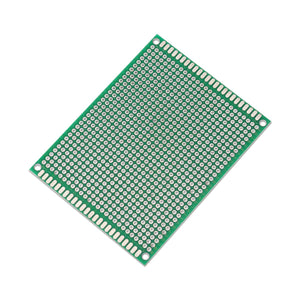6x8cm Single Side Fiberglass PCB Veroboard Stripboard Circuit Project Board - a rectangular green circuit board with a grid of holes and copper strips.