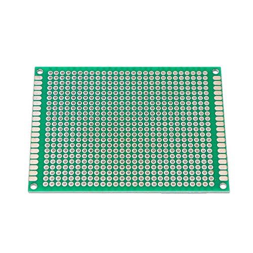 6x8cm Single Side Fiberglass PCB Veroboard Stripboard Circuit Project Board - a rectangular green circuit board with a grid of copper-plated holes.