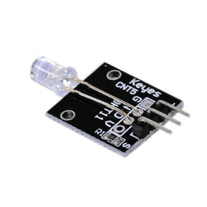 7 Color Flashing LED Module Ky 034 Hw-481 - a black rectangular circuit board with a clear LED and three metal pins.