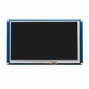 7 Inch Nextion HMI LCD Touch Display Screen NX8048T070 - a rectangular black screen mounted on a blue circuit board with mounting holes at the corners.