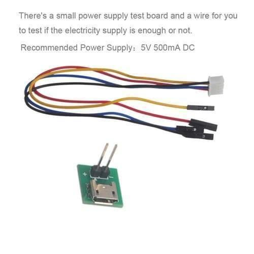 7 Inch Nextion TFT HMI LCD Touchscreen NX8048T070-011R - accessories including a multi-colored wire harness and a small green USB power test board.