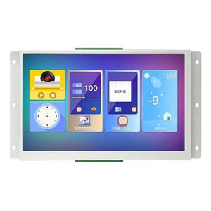 7 Inch Touch Screen Monitor 800x480 TFT LCD Display Screen Touchscreen Dwin DM80480L070_01WTR Module - a rectangular white-framed module with a digital interface displaying icons and text.