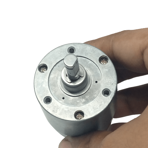 70 RPM DC 2V To 24V Center Shaft DC Gear Motor AX940097 - the silver cylindrical motor body, front mounting plate, and center shaft.