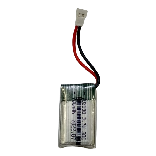 700mAh Lithium Polymer(LiPo) Battery - a rectangular silver cell with red and black wires connected to a white two-pin connector.