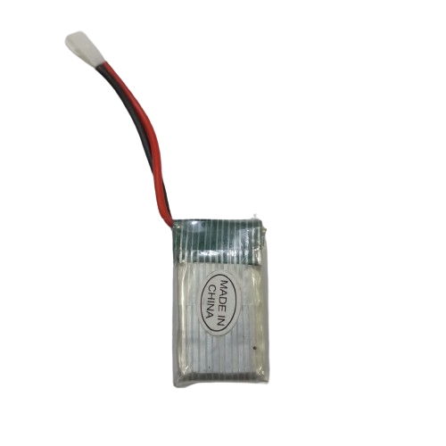 700mAh Lithium Polymer(LiPo) Battery - a rectangular silver cell wrapped in clear plastic with a small white two-pin connector on red and black wires.