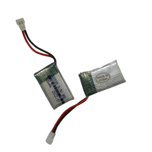700mAh Lithium Polymer(LiPo) Battery - two rectangular silver-wrapped cells with red and black wires attached to white two-pin connectors.