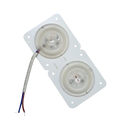 70MMX140MM LED Light Modules Bulb Magnet Easy Install 220V 24W - a white rectangular board with two circular LED modules and a two-wire power cable.