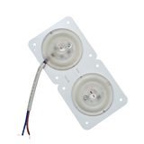 70MMX140MM LED Light Modules Bulb Magnet Easy Install 220V 24W - a white rectangular board with two circular LED modules and a two-wire power cable.
