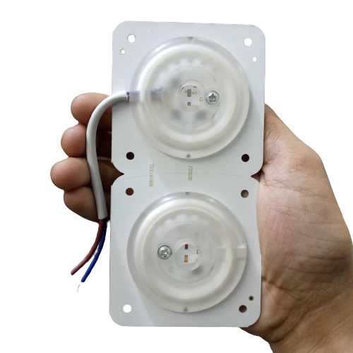70MMX140MM LED Light Modules Bulb Magnet Easy Install 220V 24W - shown as two white circular LED panels held in a hand with a two-wire power cable.