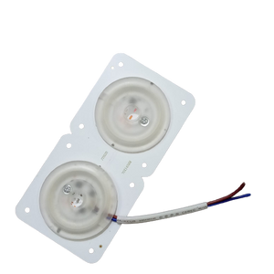 70MMX140MM LED Light Modules Bulb Magnet Easy Install 220V 24W - a white rectangular plate with two circular LED light modules and a two-wire cable.
