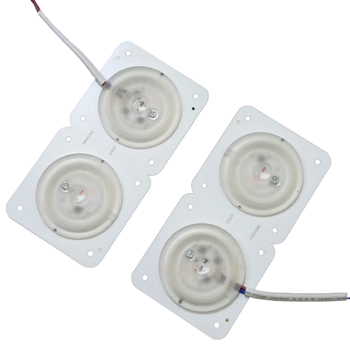 70MMX140MM LED Light Modules Bulb Magnet Easy Install 220V 24W - two white rectangular LED modules with circular lenses and attached power cables.