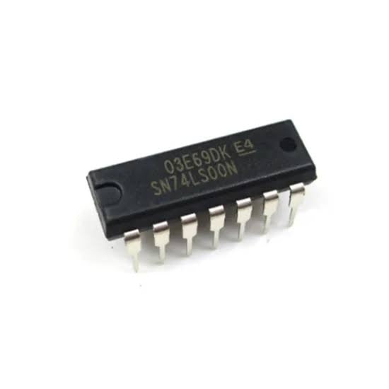 7400 SN74LS00N Quad 2-Input NAND Gate IC - a black 14-pin dual in-line package integrated circuit with white text printed on its top surface.