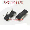 74112 Jk Flip-flop IC 74HC112 - 74HC112N, two black dual in-line package integrated circuits with silver pins arranged side-by-side on a white background.