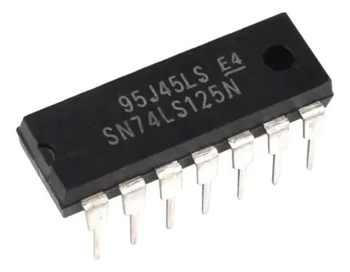 74125 SN74LS125N Quad 3-State Bus Buffer (DIP-14) - a black 14-pin DIP integrated circuit with white text printed on its top surface.