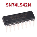 7442 SN74LS42N 4-Line BCD to 10-Line Decimal Decoder (DIP-16) - black 16-pin dual in-line package (DIP) integrated circuit with silver metal leads and white text printed on the top surface.