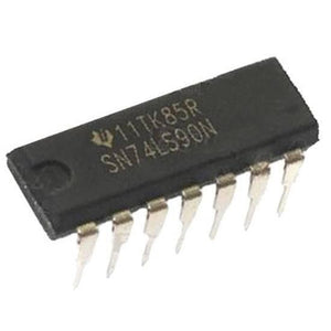 7490 74LS90 IC Decade Counter - a black 14-pin dual in-line package electronic component with the text "SN74LS90N" printed on its top surface.