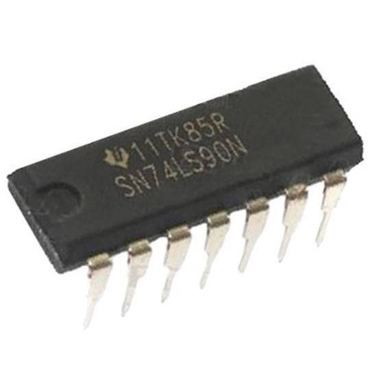 7490 74LS90 IC Decade Counter - a black 14-pin dual in-line package electronic component with the text "SN74LS90N" printed on its top surface.