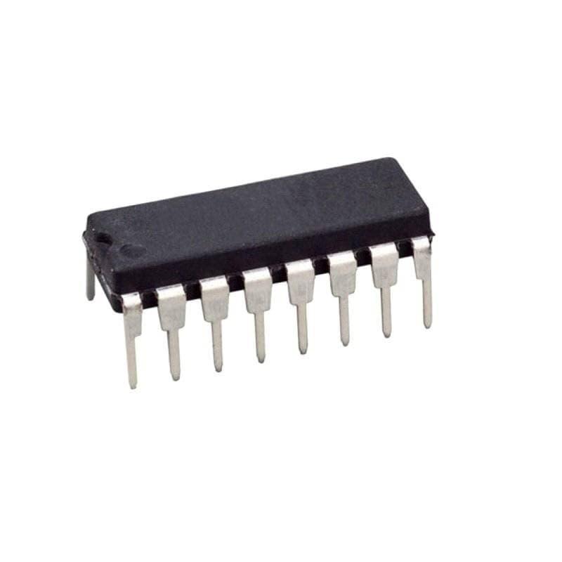 74LS139 Dual 1-of-4 Decoder/ Demultiplexer - shown as a black, rectangular integrated circuit with sixteen metallic pins arranged in two parallel rows.