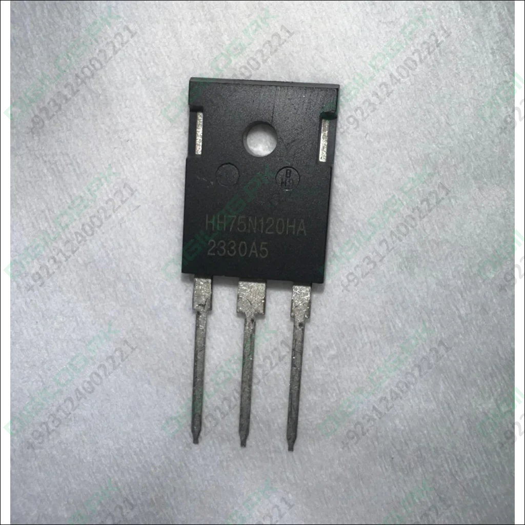 Electronic component with 'HH75N120HA' marking on a gray 75Amps 1200Volts HH75N120HA IGBT Solar inverter IGBT-Digilog.pkbackground