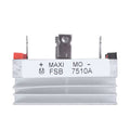 75A 1000V Single Phase Diode Bridge Rectifier With Aluminum Heatsink Base FSB7510A - a silver metal component with a heatsink base, three top terminals, and a white label marked with text.