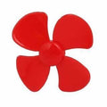 75mm 4 Vane Propeller For Small Motor - a bright red plastic fan blade with four rounded vanes attached to a central circular hub.