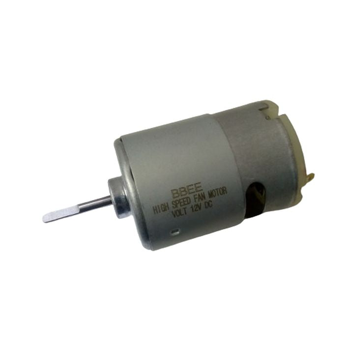 775 12V DC 3500RPM DC Motor RS755 High Speed High Torque Motor Cy 755 3835 - a silver cylindrical high-speed fan motor with a protruding metal shaft and text printed on the casing.