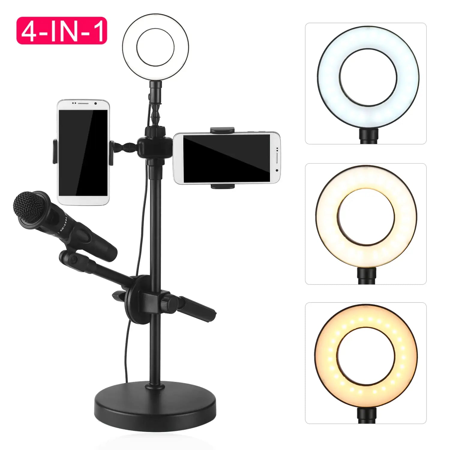 Live Stream Ring Light With Phone Holder And Microphone