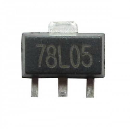 78L05 SMD Voltage Regulator SOT89 - a black three-pin electronic component with the text "78L05" printed on its front surface.