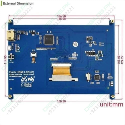 7 Inch Hdmi Capacitive Touch Lcd Screen For Raspberry