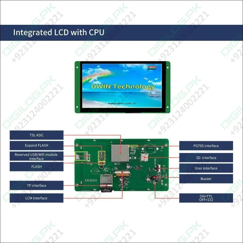Dwin 7 Inch Hmi Lcd Display Touch Screen Resistive
