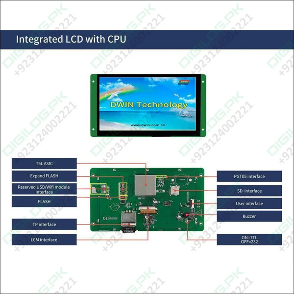 Dwin 7 Inch Hmi Lcd Display Touch Screen Resistive