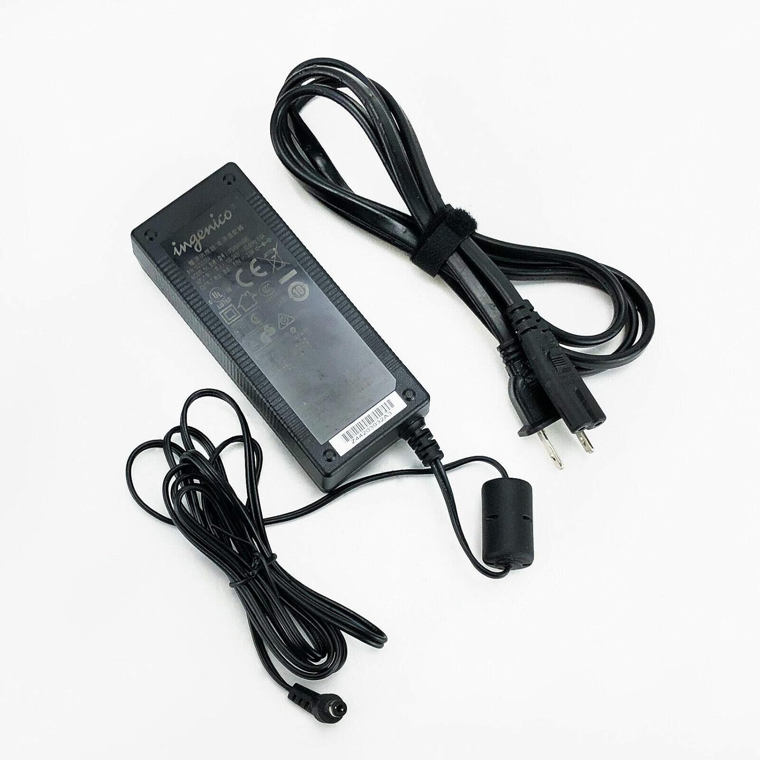8.0V 3A AC/DC Adapter Charger For Bose SL2 Wireless Surround Link Transmitter Power Supply Used - shown as a black power brick with a two-prong AC power cord and a DC barrel connector output cable.