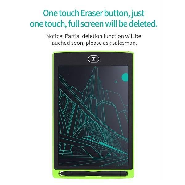 8.5 Inch Electronic Digital Graphics LCD Sketching Writing Tablet Doodle Drawing Board Pad Erasable E-writer Learning Notepad Slate For Kids Adults - a drawing of a bridge and train, with a stylus and erase button.