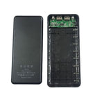 8 Cells Dual USB Power Bank Case With LCD Display - shown as an open black plastic enclosure with a circuit board, two USB ports, and battery slots.