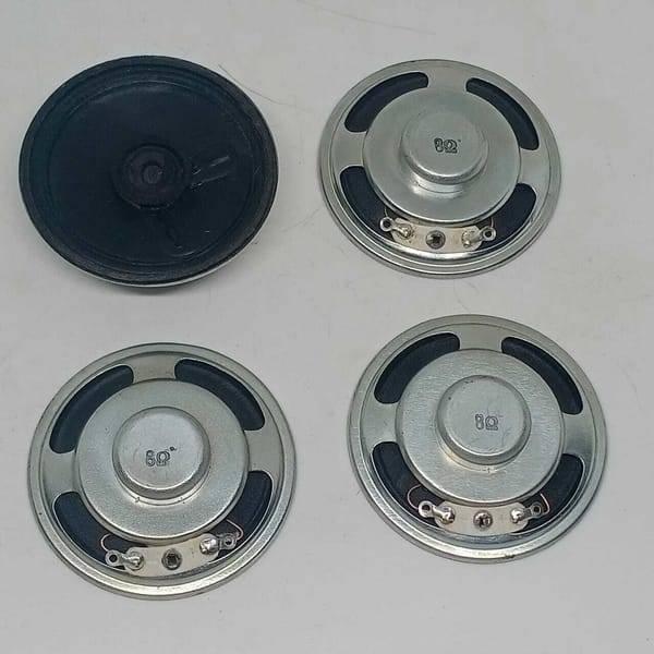 8 Ohm 3 Watts Woofer Loud Speaker Loudspeaker For Arduino DIY Projects - four circular silver and black speakers, three showing the back with metal magnets and two solder terminals.
