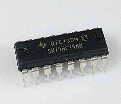 8 To 3 Line Priority Encoder IC 74HC148 - shown as a black, rectangular 16-pin integrated circuit with "SN74HC148N" printed on its surface.