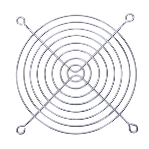 80mm x 80mm Fan Guard For 3 Inch By 3 Inch - a circular, silver-colored wire mesh fan grill with four mounting loops at the corners.